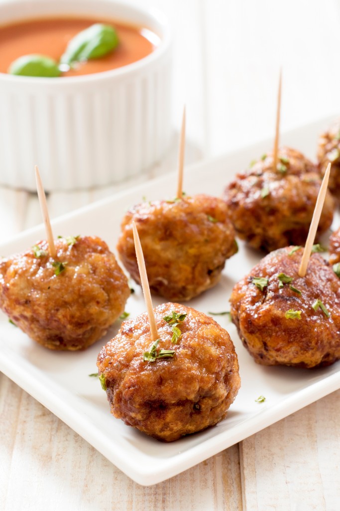 Fiesta Meatballs with Ancho Dipping Sauce
